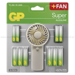 GP BATTERY ZESTAW BATERI ALKALINE SUPER 12 SZT AAA + 12 SZT AA +WIATRAK