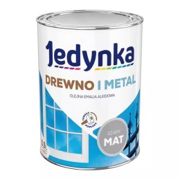 JEDYNKA EMALIA ALKIDOWA DO DREWNA I METALU SZARY JASNY MAT 0,9L