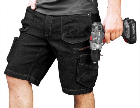 NEO KRÓTKIE SPODENKI ROBOCZE DENIM, CZARNE M NEO KRÓTKIE SPODENKI ROBOCZE DENIM, CZARNE M
