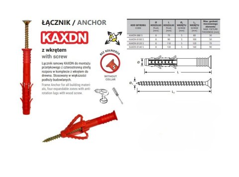 UN KOŁEK RAMOWY WSZECHSTRONNY KAXDN 8*80MM NYLON UN KOŁEK RAMOWY WSZECHSTRONNY KAXDN 8*80MM NYLON
