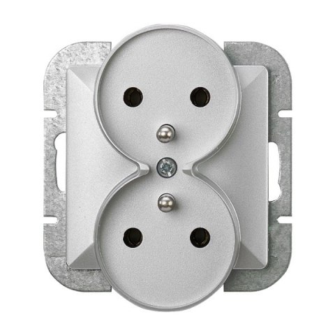 ABEX PERŁA GNIAZDO PODWÓJNE P/T Z/U SREBRNY