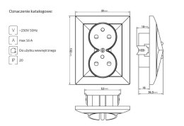 ABEX PERŁA GNIAZDO PODWÓJNE P/T Z/U SREBRNY