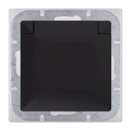 ABEX PERŁA GNIAZDO POJEDYNCZE P/T Z/U IP44 KLAPKA CZARNY M.