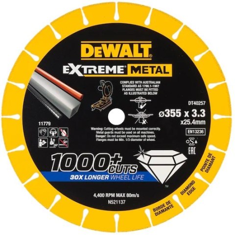DEWALT TARCZA DIAMENTOWA EXTREME METAL 355*25,4*3,3MM
