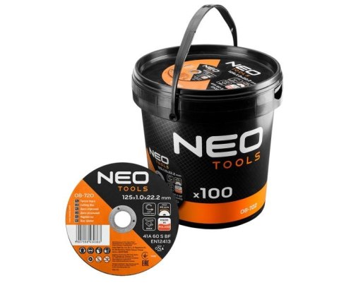 NEO TARCZA PŁASKA 125*1.0*22 METAL/INOX 100 SZT. WIADERKO