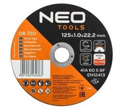 NEO TARCZA PŁASKA 125*1.0*22 METAL/INOX 100 SZT. WIADERKO