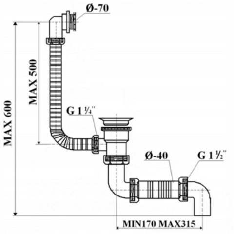 UN SYFON WANNOWY PRZELOTOWY SPUSTOWY META.