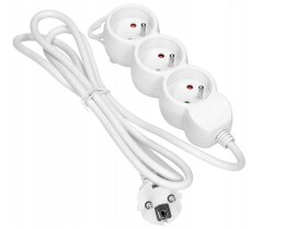 ORNO PRZEDŁUŻACZ 3X2P+Z, 1.4M, 3X1MM2 BIAŁY