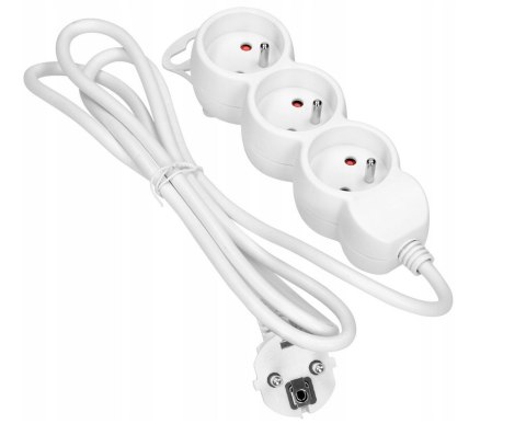 ORNO PRZEDŁUŻACZ 3X2P+Z, 1.4M, 3X1MM2 BIAŁY ORNO PRZEDŁUŻACZ 3X2P+Z, 1.4M, 3X1MM2 BIAŁY