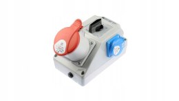 UN ZESTAW INSTALACYJNY Z GNIAZDEM 32A 5P+2P+Z (L-0-P) CZERWONY