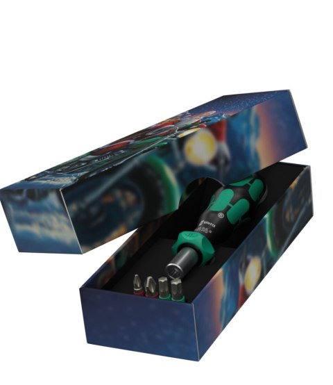 WERA WKRĘTAK KRAFTFORM Z GRZECHOTKĄ + BITY 5 CZ. OPK. ŚWIĄTECZNE