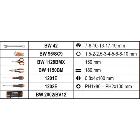 BETA ZESTAW NARZĘDZI W POKROWCU, 20 CZ.