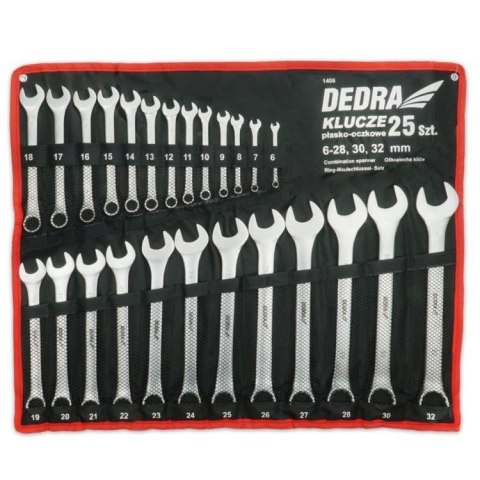 DEDRA KOMPLET KLUCZY PŁASKO-OCZKOWYCH 25-SZTUK 6-32MM