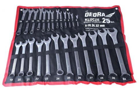 DEDRA KOMPLET KLUCZY PŁASKO-OCZKOWYCH 25-SZTUK 6-32MM