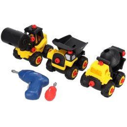 DEDRA ZESTAW 3 POJAZDÓW ZABAWEK DO SKŁADANIA
