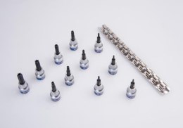 KING TONY KPL.NASADEK TORX Z OTWOREM 3/8'' 11CZĘŚCI T8-T50 SZYNA