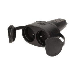 ORNO GNIAZDO PODWÓJNE GUMOWE, IP44 Z UZIEMIENIEM CZARNY