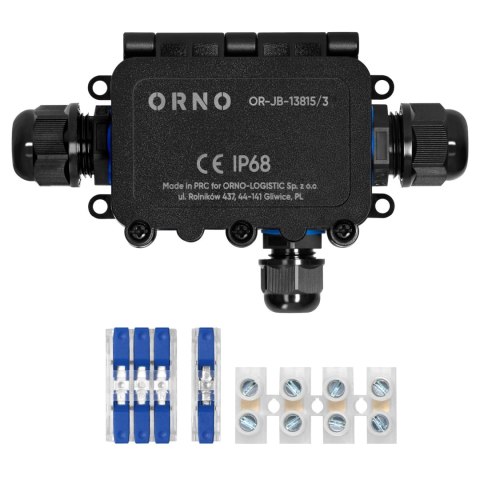 ORNO PUSZKA N/T IP68, 0.5-6.0MM2, 2 DŁA. M20, 1 DŁA. M16
