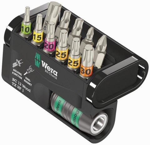 WERA ZESTAW BIT-CHECK 12 WOOD TX HF 1, 12 CZ.