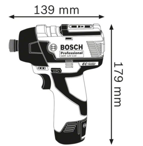 BOSCH KLUCZ UDAROWY AKUMULATOROWY 1/4'' GDR 12V-110 2*3.0AH