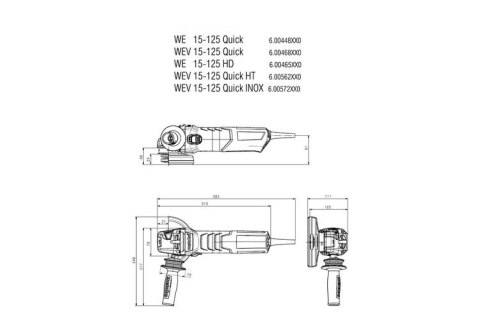 METABO SZLIFIERKA KĄTOWA 125MM WEV 15-125 QUICK HT