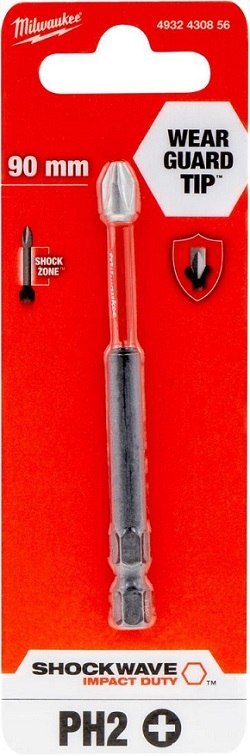 MILWAUKEE BIT, GROT, KOŃCÓWKA SHOCKWAVE PH2 90MM 1 SZT.