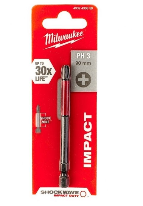 MILWAUKEE BIT, GROT, KOŃCÓWKA SHOCKWAVE PH3 90MM 1 SZT.
