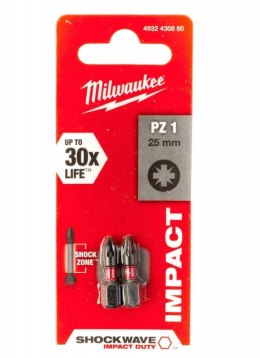 MILWAUKEE BIT, GROT, KOŃCÓWKA SHOCKWAVE PZ1 25MM 2 SZT.