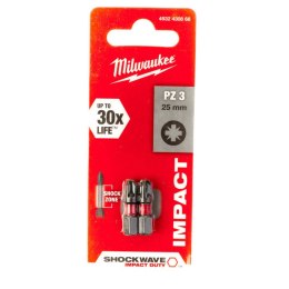 MILWAUKEE BIT, GROT, KOŃCÓWKA SHOCKWAVE PZ3 25MM 2 SZT.
