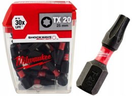 MILWAUKEE BIT, GROT, KOŃCÓWKA TORX TX20 25MM 25 SZT.