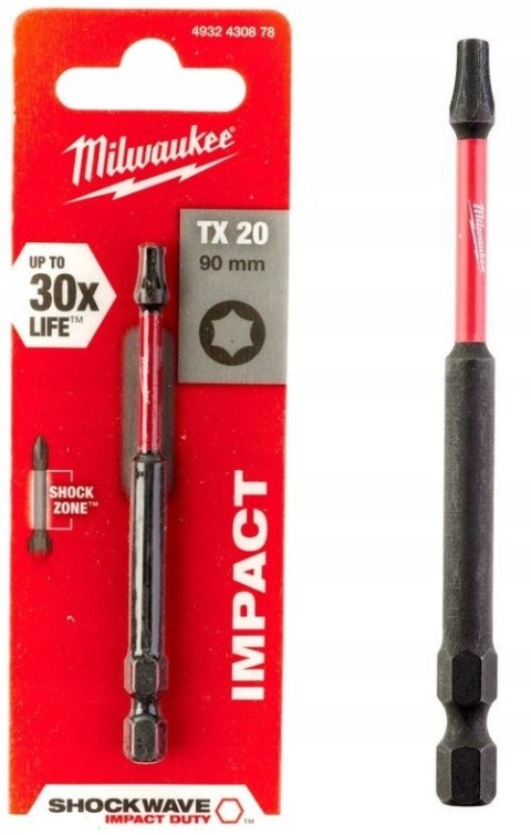 MILWAUKEE BIT, GROT, KOŃCÓWKA TORX TX20 90MM