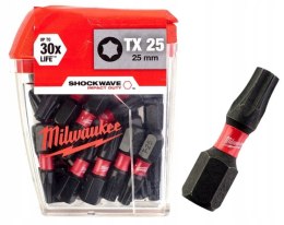 MILWAUKEE BIT, GROT, KOŃCÓWKA TORX TX25 25MM 25 SZT.