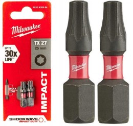 MILWAUKEE BIT, GROT, KOŃCÓWKA TORX TX27 25MM 2 SZT,