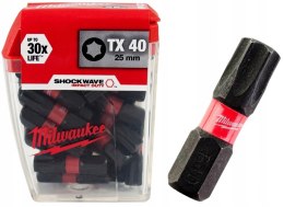 MILWAUKEE BIT, GROT, KOŃCÓWKA TORX TX40 25MM 25 SZT.