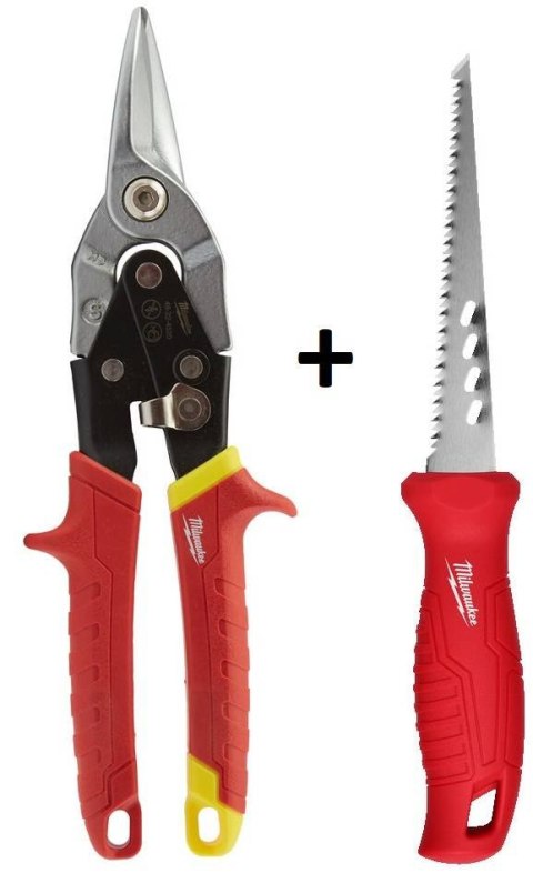 MILWAUKEE ZESTAW NOŻYCE DO CIĘCIA BLACHY + PIŁA DO PŁYT G/K