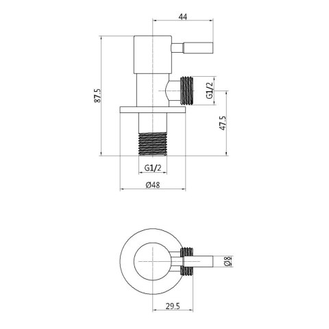 UN ZAWÓR KĄTOWY ZE STALI NIERDZ. Z GŁOWICĄ CERAMICNĄ 1/2*1/2''
