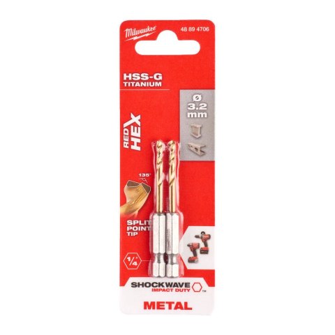 MILWAUKEE WIERTŁO DO METALU HSS-G TIN 3.2MM 2 SZT.