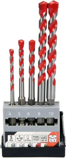 YATO ZESTAW WIERTEŁ UNIWERSALNYCH 5SZT. 4-10MM HEX