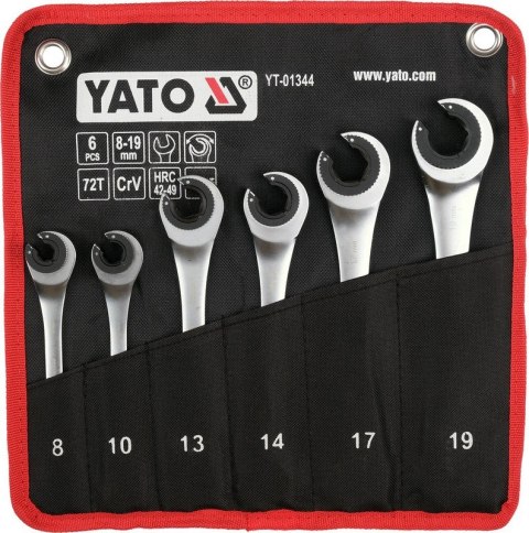 YATO ZESTAW KLUCZY PÓŁOTWARTYCH Z GRZECHOTKĄ, 8-19MM, 6SZT.