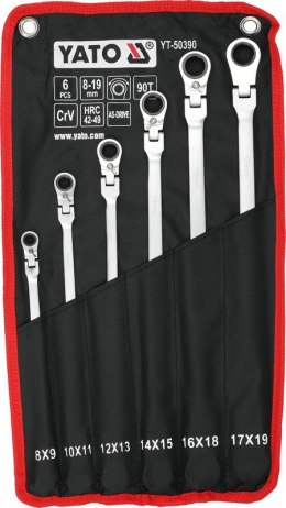 YATO ZESTAW KLUCZY Z GRZECHOTKĄ I PRZEGUBEM, DŁUGIE, 8-19MM, 6SZT
