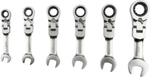 YATO ZESTAW KLUCZY Z GRZECHOTKĄ I PRZEGUBEM, KRÓTKIE 8-19MM, 6SZT