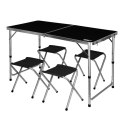 DEDRA STÓŁ CAMPING SKŁADANY + 4 STOŁKI 120*60*54CM