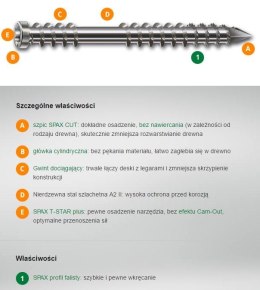 SPAX WKRĘT TARASOWY A2 (200) TX 5.0*50MM SPAX-D