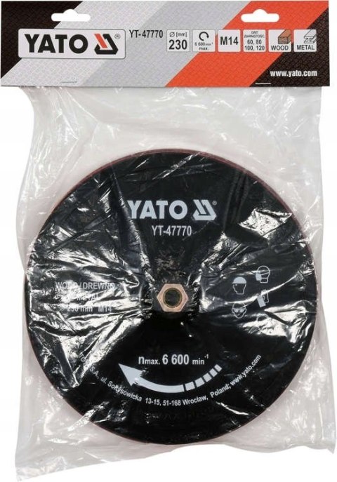 YATO TARCZA Z RZEPEM 230MM M14 + AKCESORIA